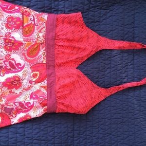 ATHLETA Red Paisley Halter Dress Pull On
